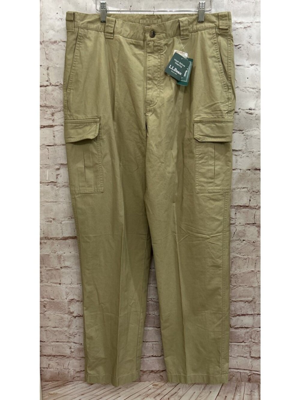 LL Bean Tropic Weight Cargo Pants Mens 36 x 34 Khaki Gorpcore Cotton Natural Fit